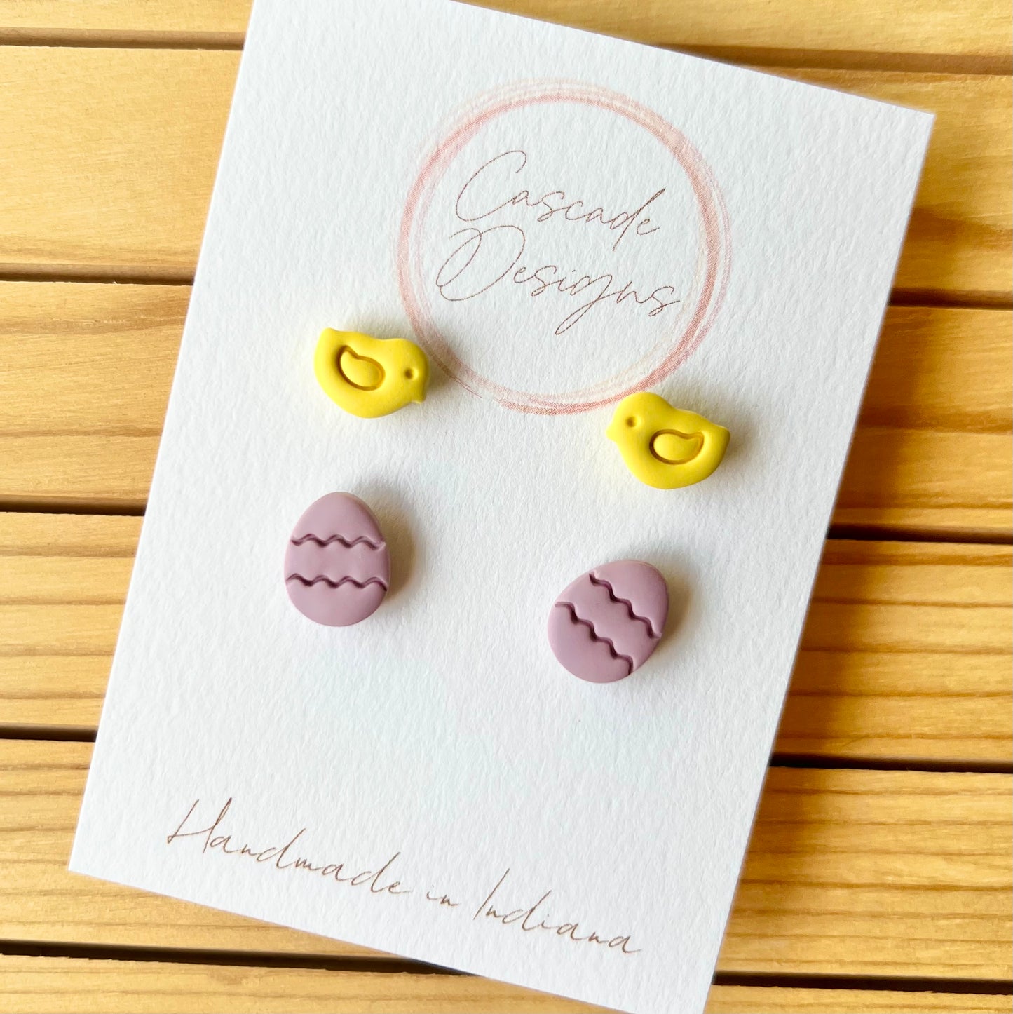 The Basket – Chick and Easter Egg Clay Stud Earrings