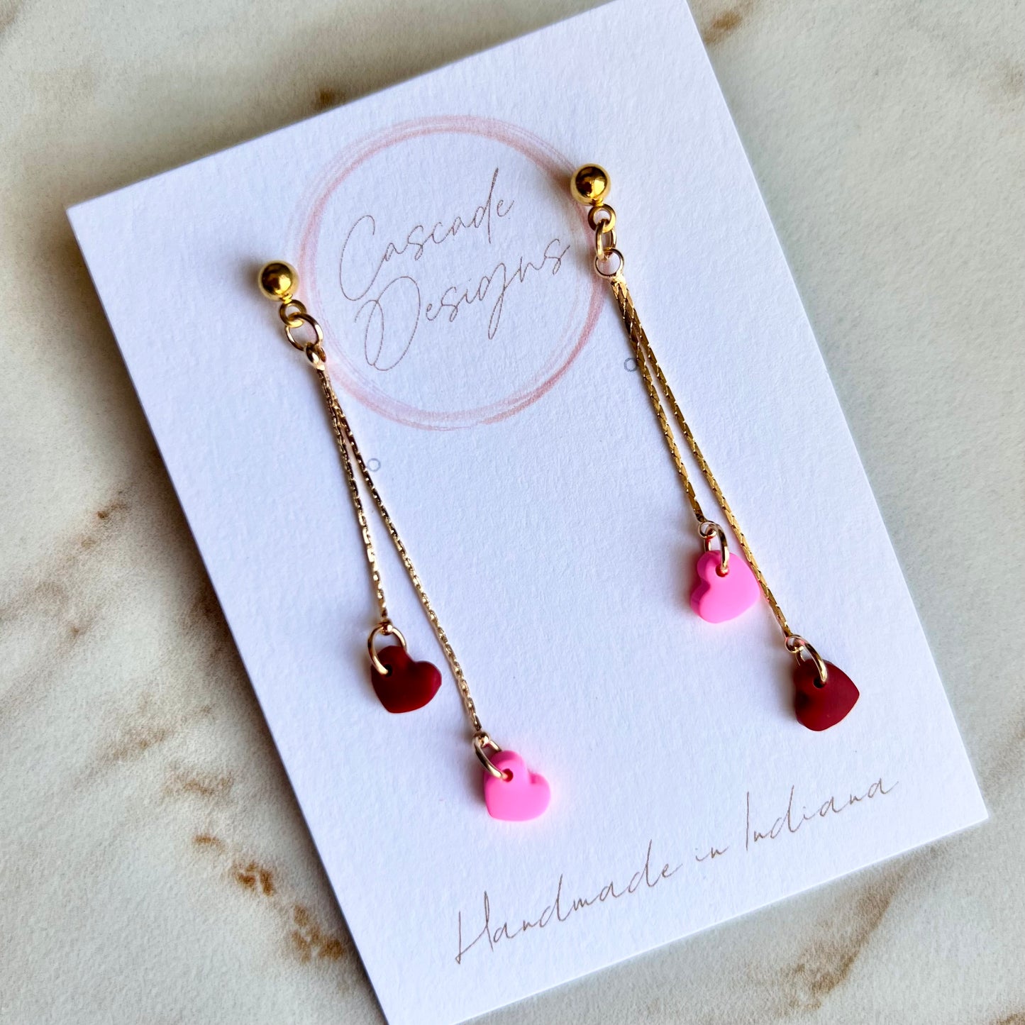 The Cupid – Heart Clay Chain Earrings