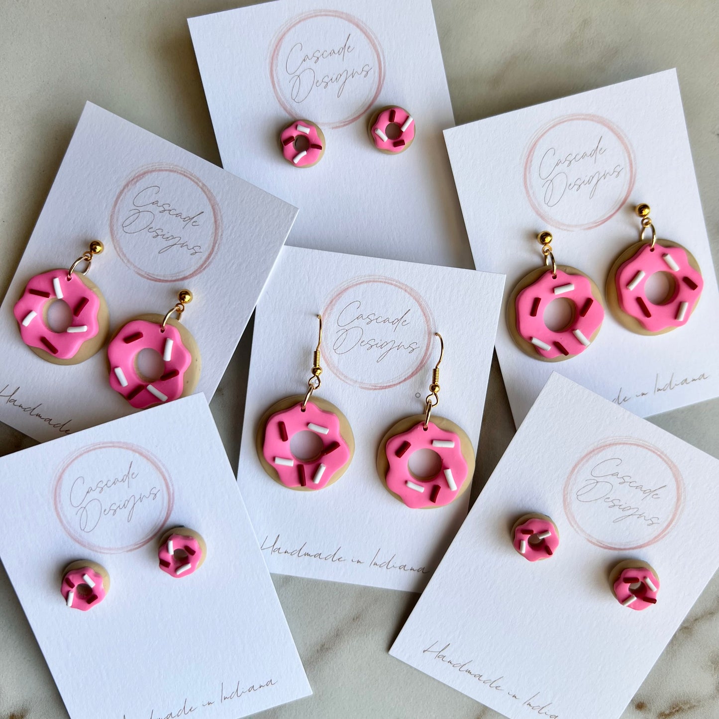 The Sprinkle – Pink Donut Clay Earrings