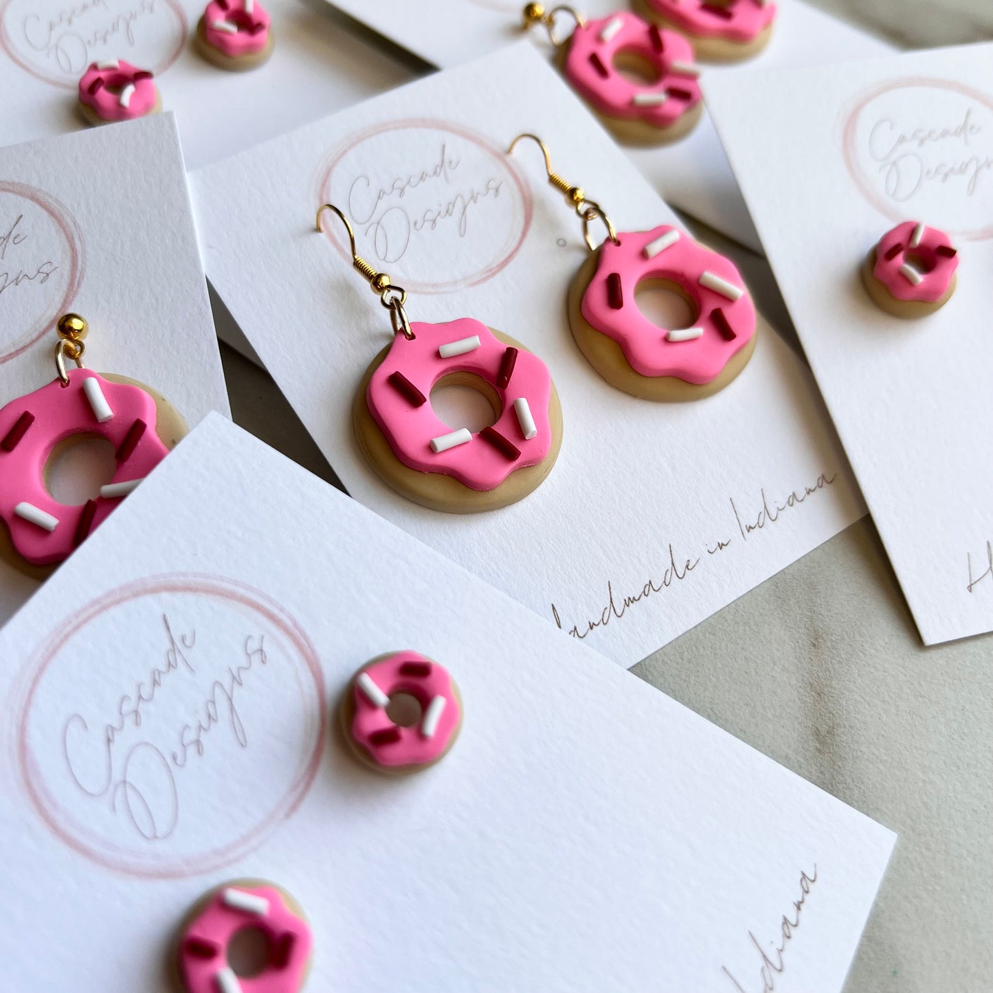 The Sprinkle – Pink Donut Clay Earrings