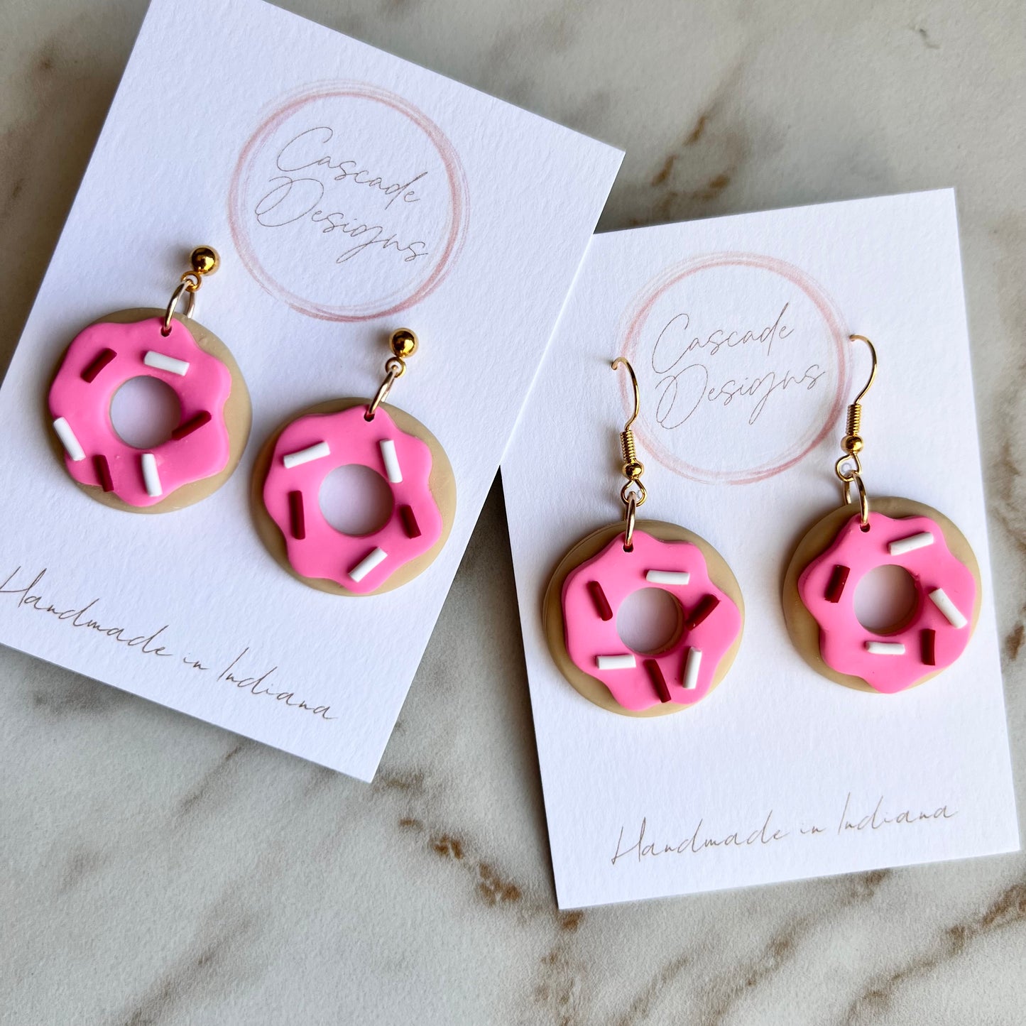 The Sprinkle – Pink Donut Clay Earrings