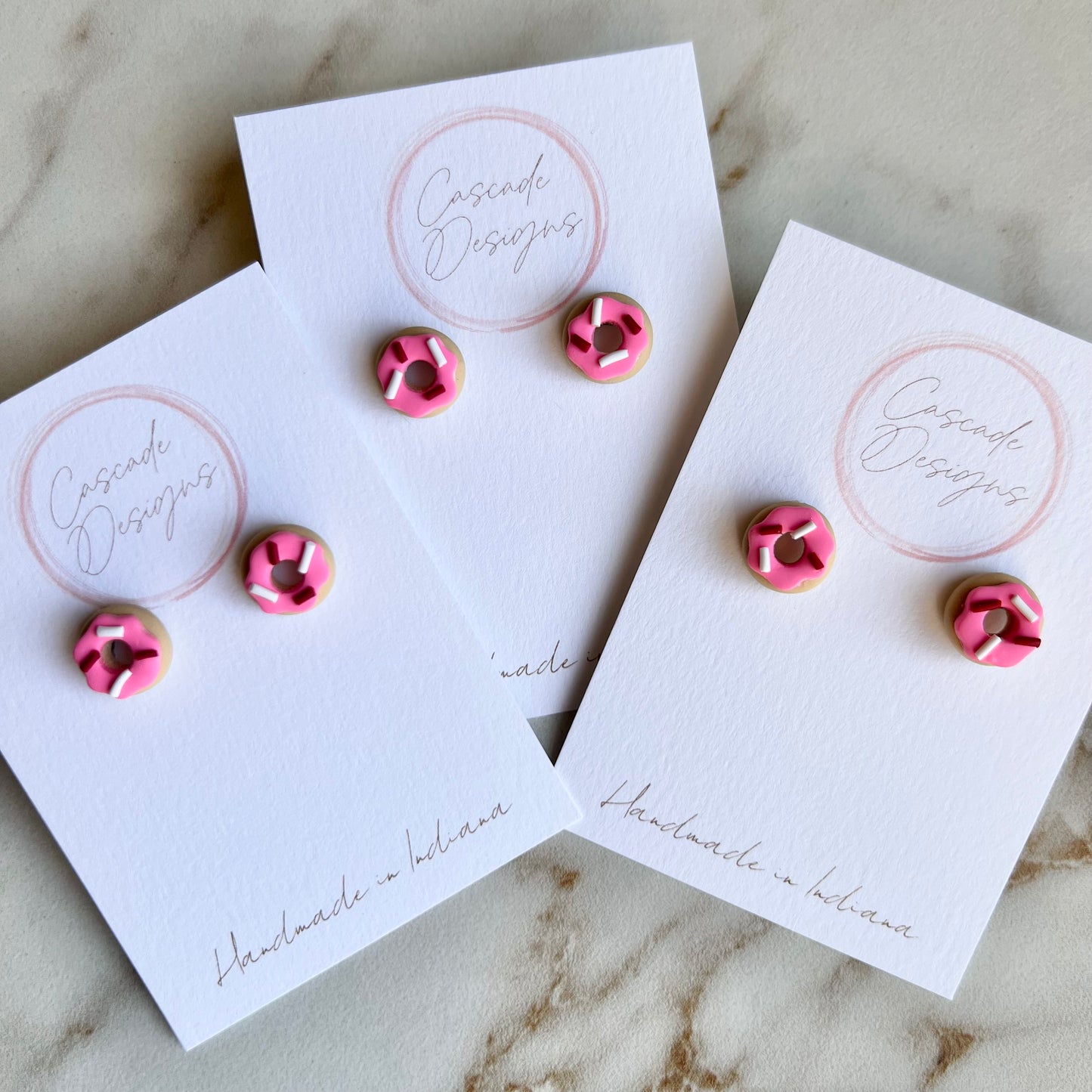 The Sprinkle – Pink Donut Clay Earrings