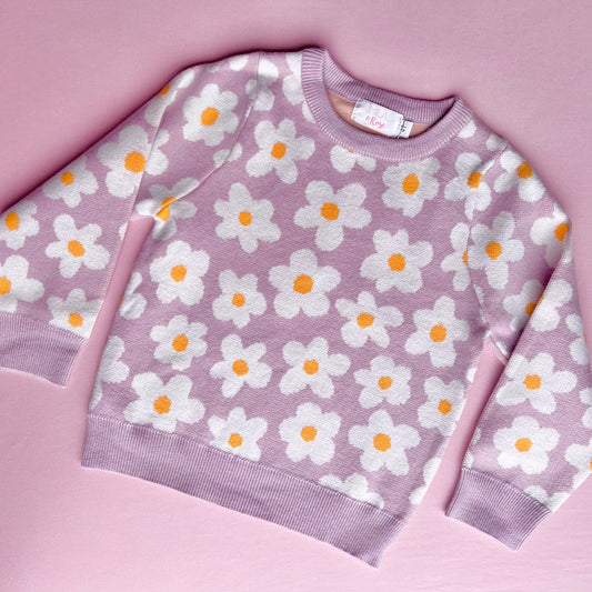 Kids Purple Flower Sweater