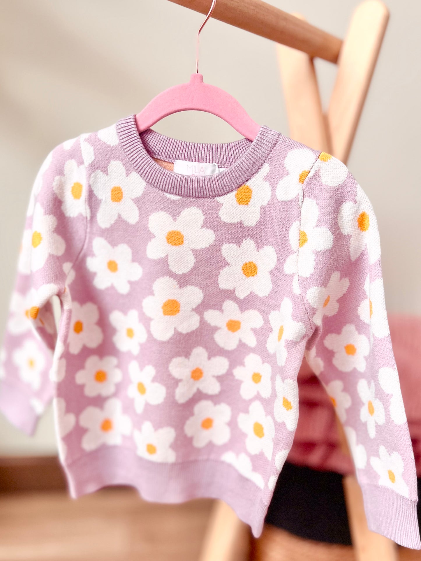 Kids Purple Flower Sweater