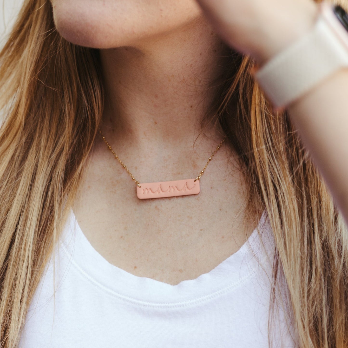 The Mama | Embossed Clay Necklace