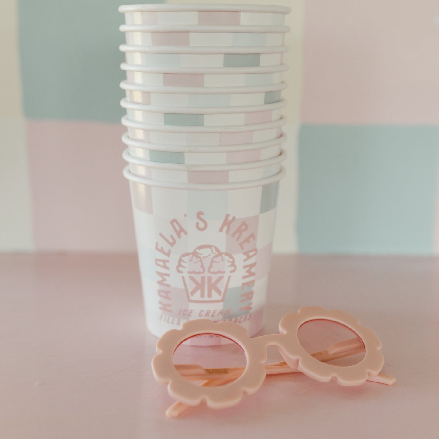 Adult Pink Flower Power Sunglasses