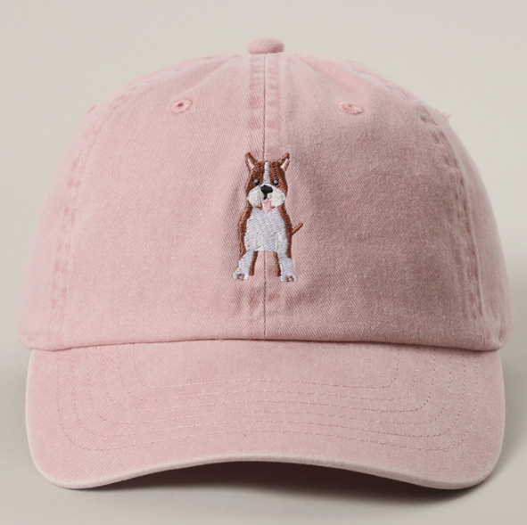 Pit Bull Embroidered Dyed Cotton Baseball Cap