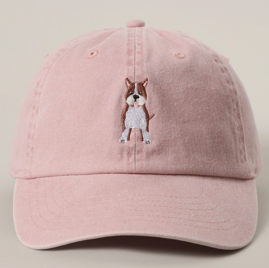 Pit Bull Embroidered Dyed Cotton Baseball Cap
